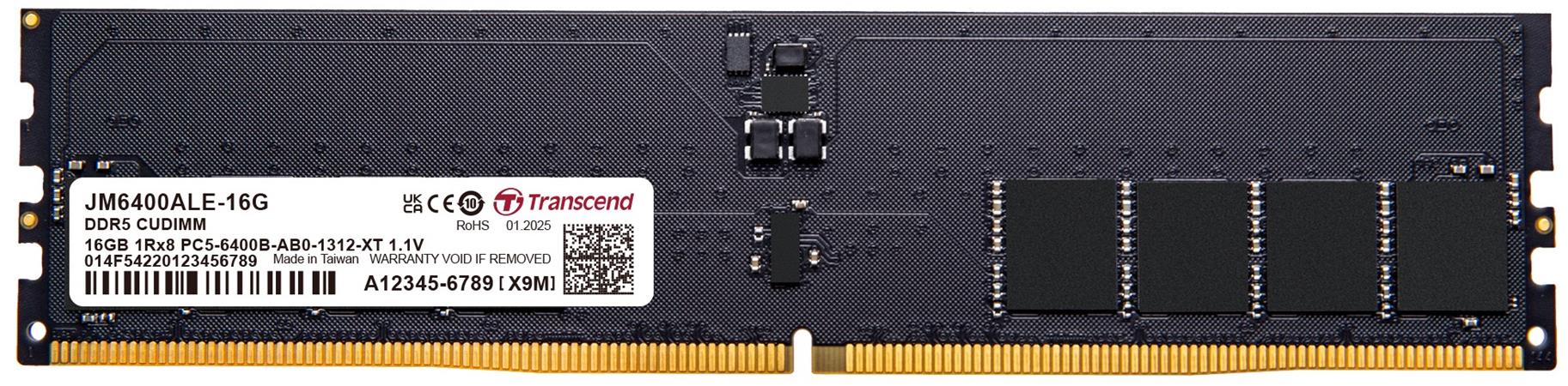 Transcend paměť 16GB JM DDR5 6400 CU-DIMM 1Rx8 2Gx8 CL52 1.1V JM6400ALE-16G