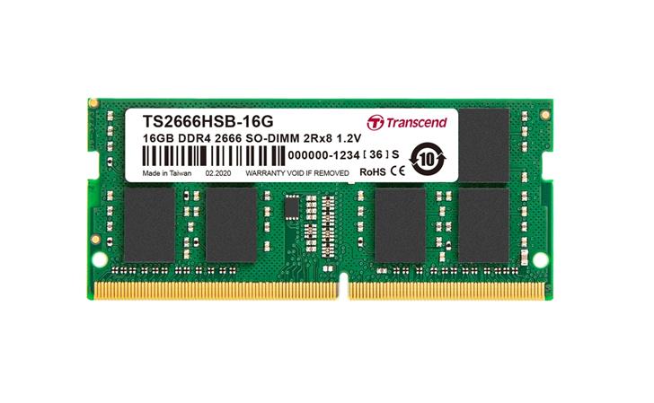 Transcend paměť 16GB SODIMM DDR4 2666 2Rx8 1Gx8 CL19 1.2V TS2666HSB-16G