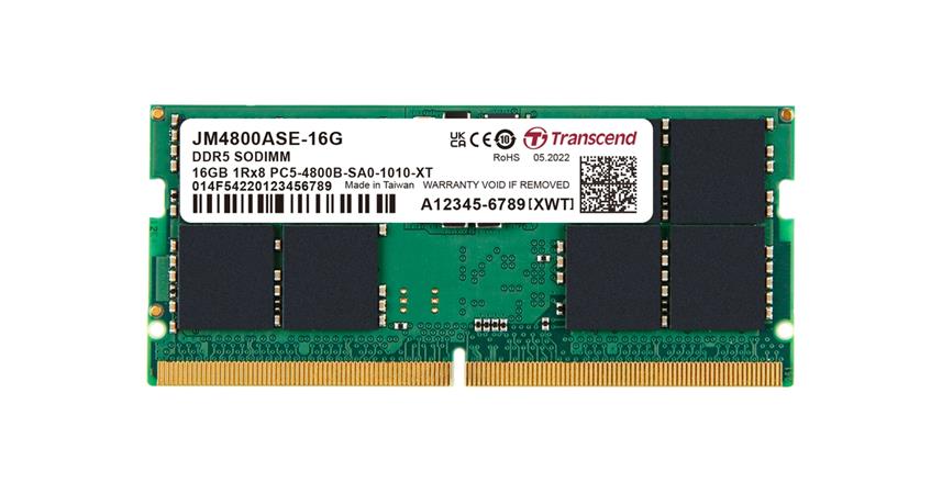 Transcend paměť 16GB SODIMM DDR5 4800 (JetRam) 1Rx8 2Gx8 CL40 1.1V JM4800ASE-16G