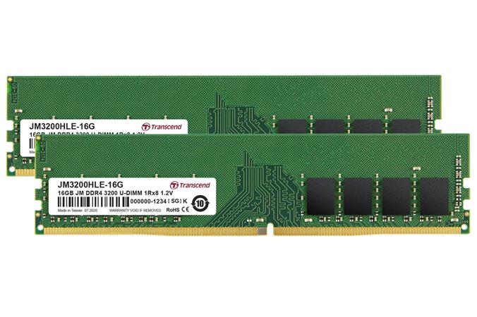 Transcend paměť 32GB DDR4 3200 U-DIMM (JetRam) KIT (2x16GB) 1Rx8 CL22 JM3200HLE-32GK