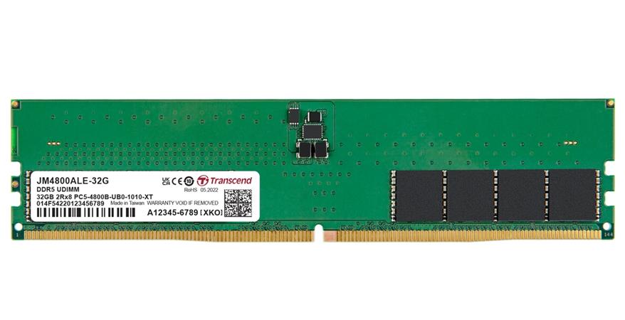 Transcend paměť 32GB DDR5 4800 U-DIMM (JetRam) 2Rx8 2Gx8 CL40 1.1V JM4800ALE-32G