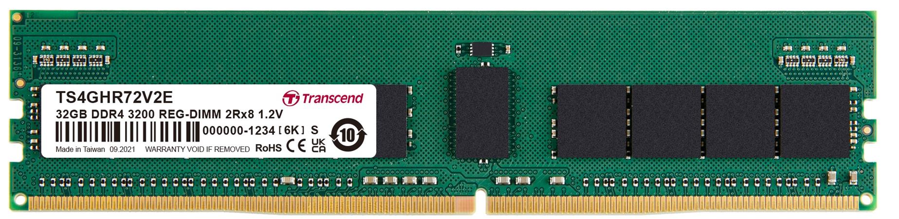 Transcend paměť 32GB Industrial ECC RDIMM DDR4 3200 2Rx8 CL22 TS4GHR72V2E