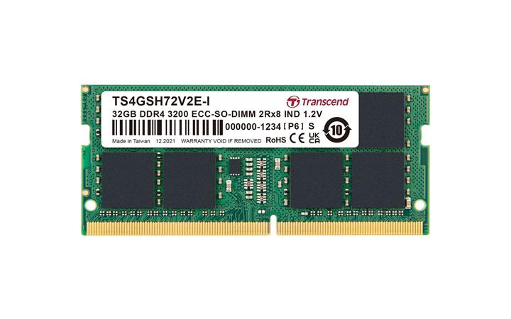 Transcend paměť 32GB Industrial ECC SODIMM DDR4 3200 2Rx8 CL22 TS4GSH72V2E-I
