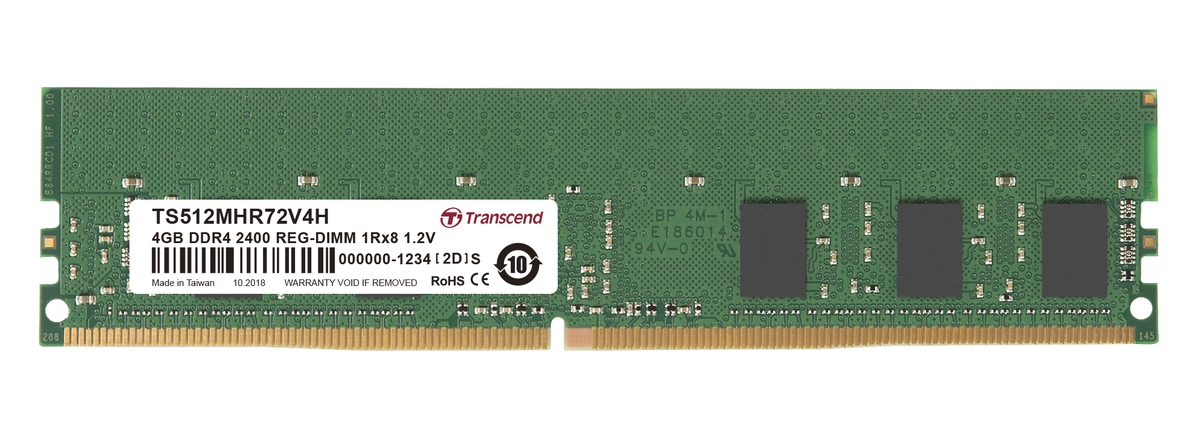 Transcend paměť 4GB DDR4 2400 R-DIMM 1Rx8 CL17 TS512MHR72V4H