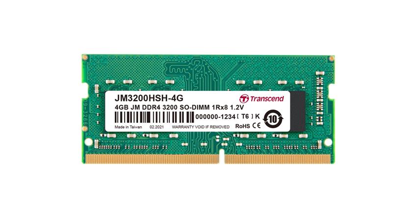 Transcend paměť 4GB (JetRam) SODIMM DDR4 3200 1Rx8 CL22 JM3200HSH-4G