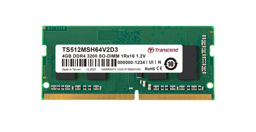 Transcend paměť 4GB SODIMM DDR4 3200 1Rx16 512Mx16 CL22 1.2V TS512MSH64V2D3