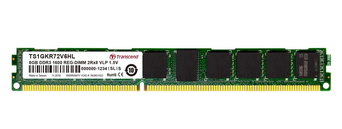 Transcend paměť 8GB DDR3 1600 REG-DIMM 2Rx8 nízký profil TS1GKR72V6HL
