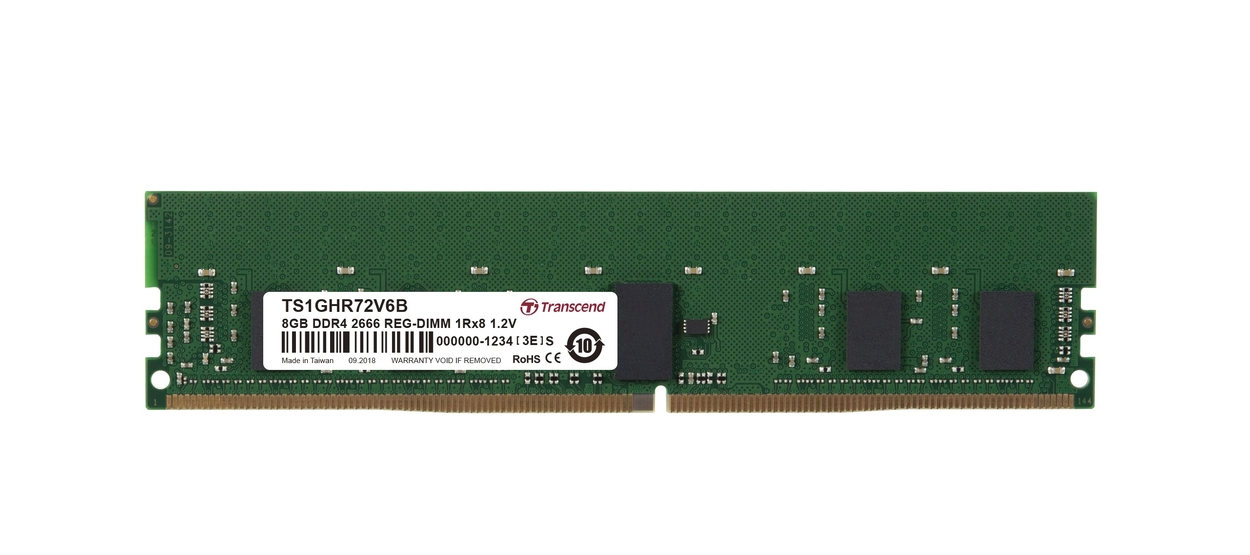 Transcend paměť 8GB DDR4 2666 R-DIMM 1Rx8 CL19 TS1GHR72V6B