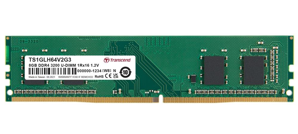 Transcend paměť 8GB DDR4 3200 U-DIMM 1Rx16 1Gx16 CL22 1.2V TS1GLH64V2G3