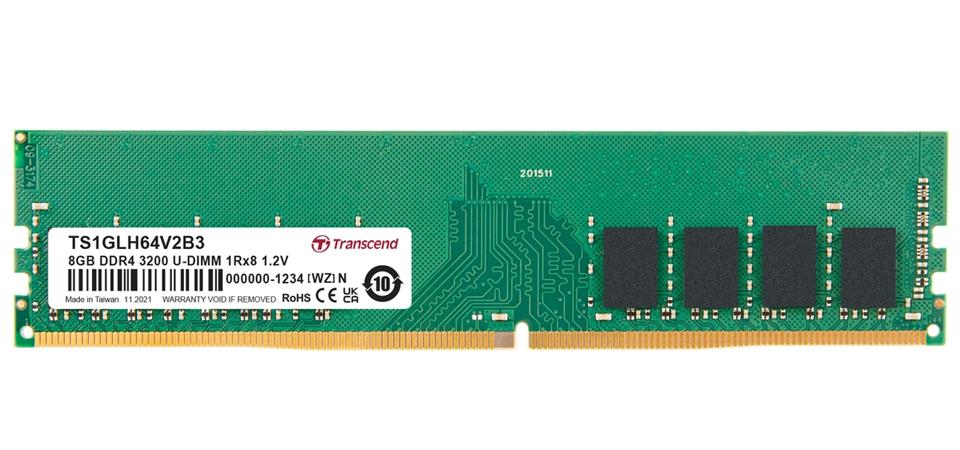 Transcend paměť 8GB DDR4 3200 U-DIMM 1Rx8 (1Gx8)x8 CL22 1.2V TS1GLH64V2B1