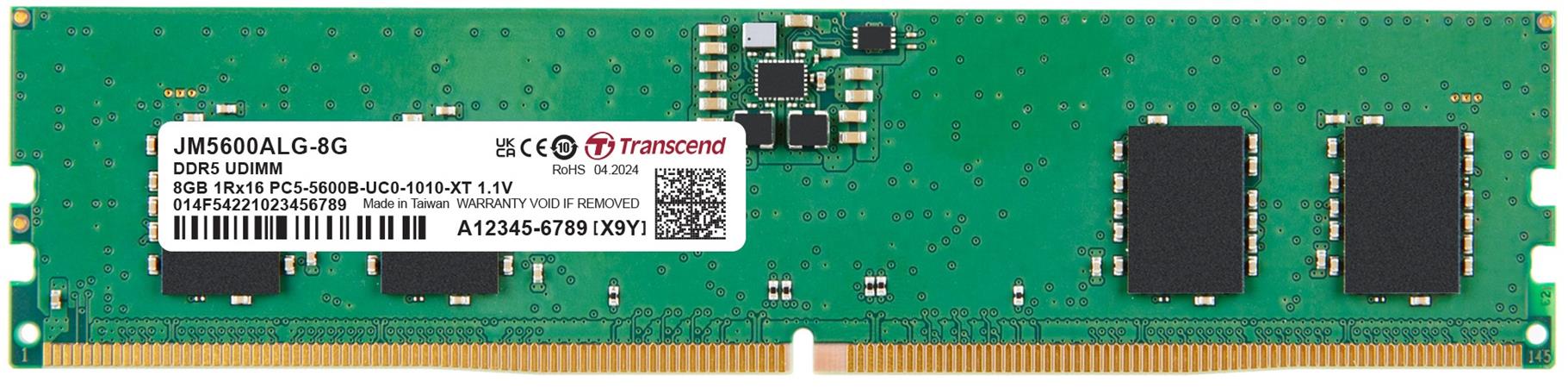 Transcend paměť 8GB JMDDR5 5600 U-DIMM 1Rx16 1Gx16 CL46 1.1V JM5600ALG-8G