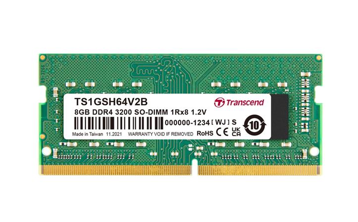 Transcend paměť 8GB SODIMM DDR4 3200 1Rx8 1Gx8 CL22 1.2V TS1GSH64V2B