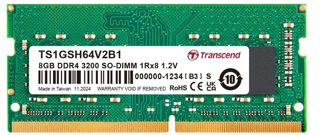 Transcend paměť 8GB SODIMM DDR4 3200 1Rx8 (1Gx8)x8 CL22 1.2V TS1GSH64V2B1