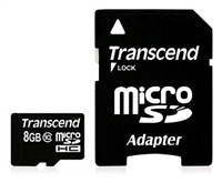 Transcend Premium - Pamě?ová karta flash (adaptér microSDHC - SD zahrnuto) - 8 GB - Class 10 - 133x TS8GUSDHC10