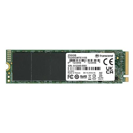 TRANSCEND TS250GMTE115S - 250GB, M.2 2280,PCIe Gen3x4, NVMe, TLC, DRAM-less