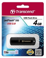 TRANSCEND USB Flash Disk JetFlash®350, 4GB, USB 2.0, Black (R/W 13/4 MB/s) TS4GJF350
