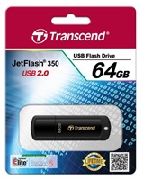 TRANSCEND USB Flash Disk JetFlash®350, 64GB, USB 2.0, Black (R/W 16/6 MB/s) TS64GJF350