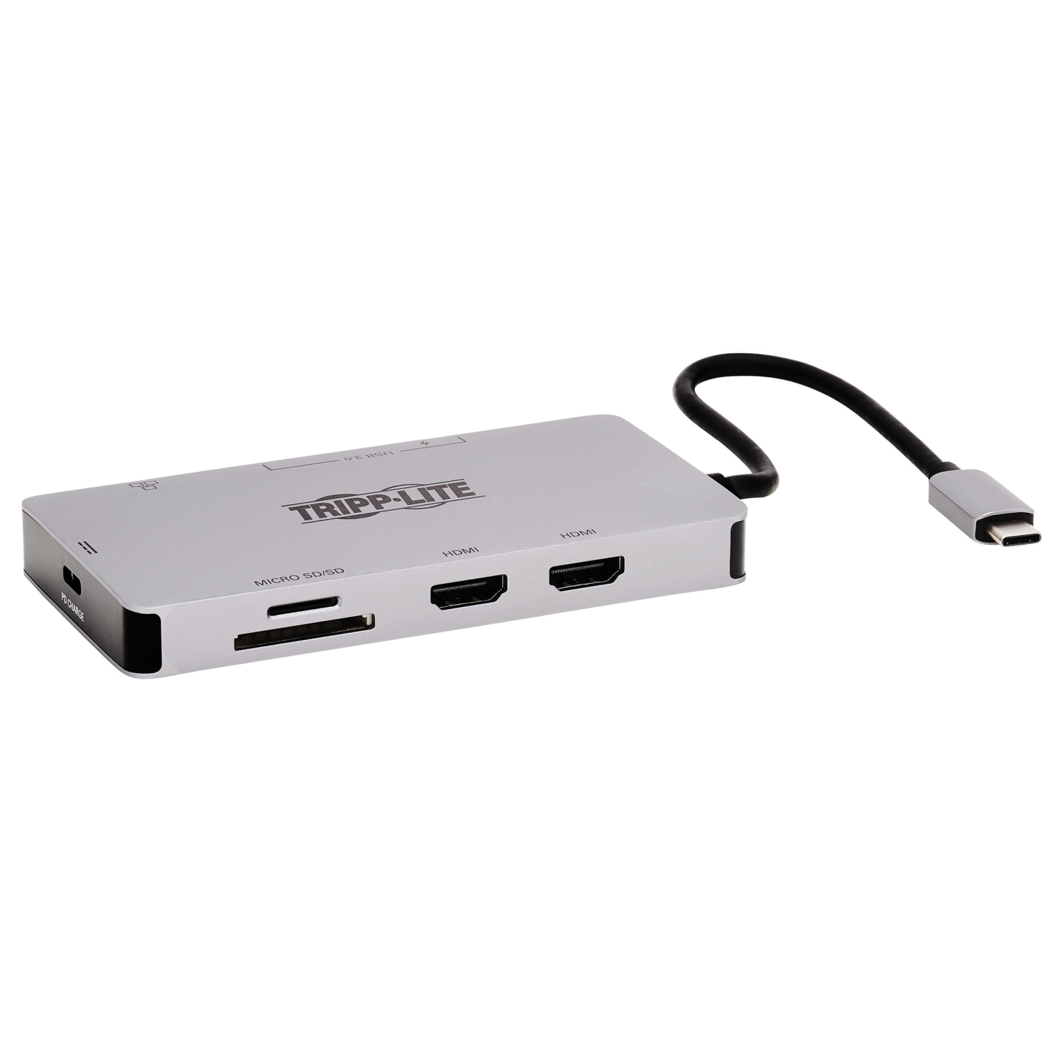 Tripplite Dokovací stanice USB-C,2x displej,4K60HzHDMI,USB 3.2 G1,USB-A,GbE,paměť.karta,100W PD,šedá U442-DOCK8G-GG