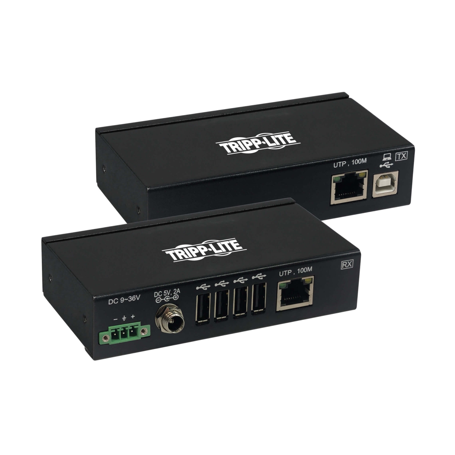Tripplite Extender, 4-port USB 2.0 přes Cat6, ESD ochrana, PoC, průmyslový, možnost montáže, 100mm B203-104-IND-ER