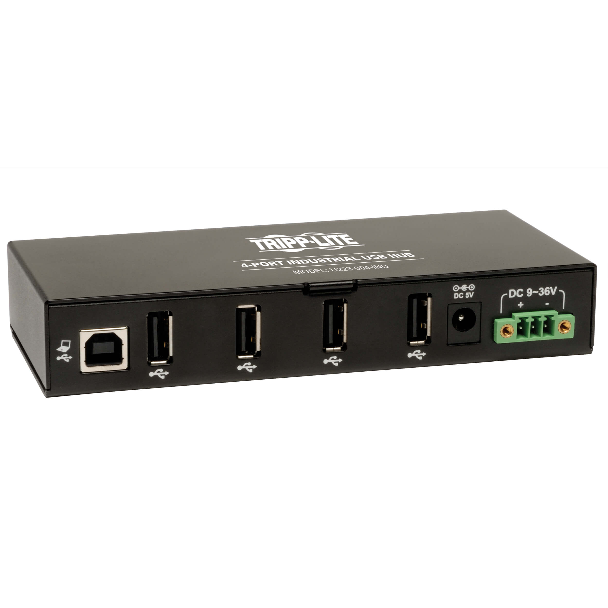 Tripplite Rozbočovač 4x USB 2, průmyslový, odolnost ESD 15kV, kovové pouzdro, možnost montáže U223-004-IND