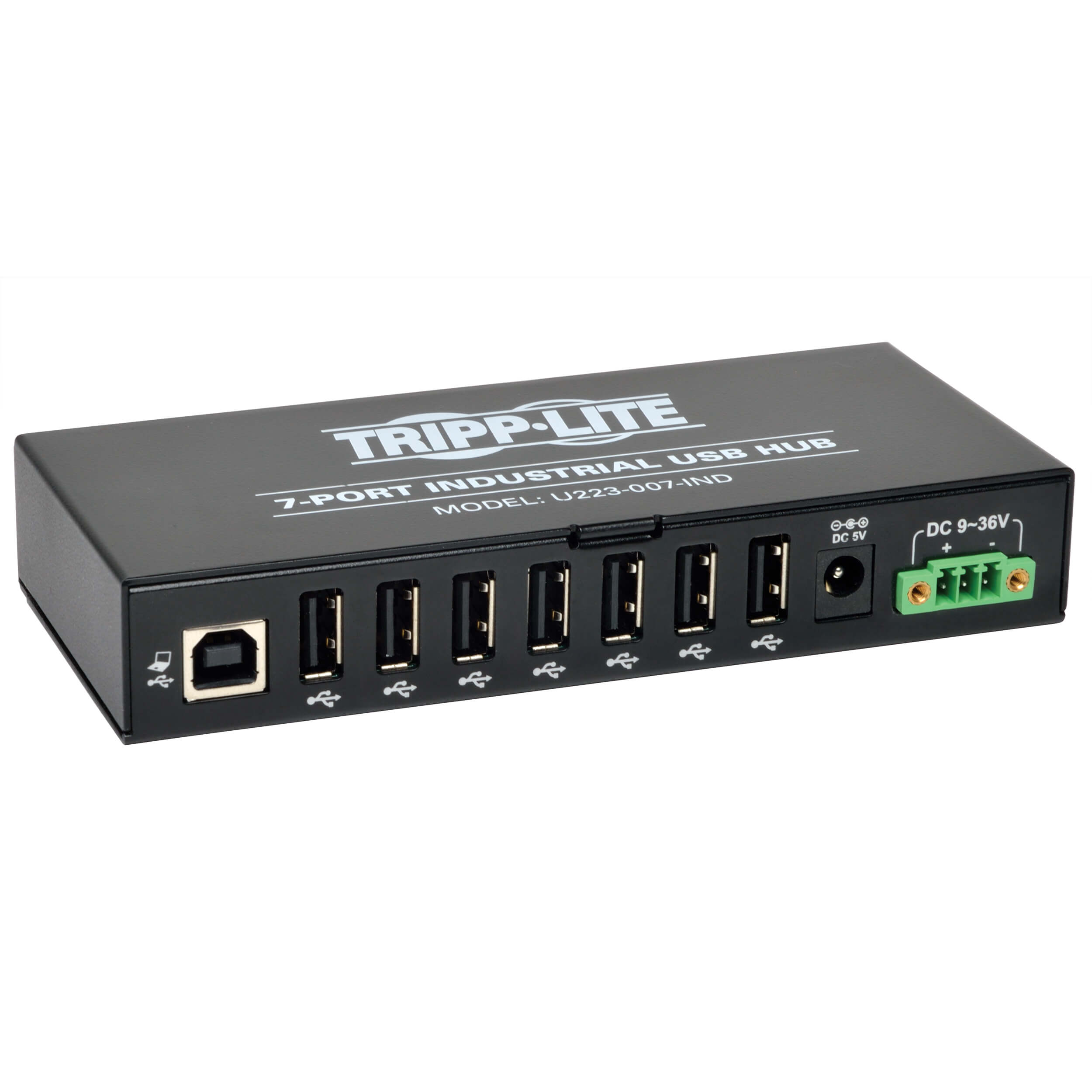 Tripplite Rozbočovač 7x USB 2, průmyslový, odolnost ESD 15kV, kovové pouzdro, možnost montáže U223-007-IND