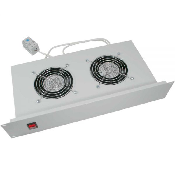 Triton 19" horizontální ventilační jednotka, 2 ventilátory, 2U, 220 V / 30 W, bimetalový termostat, šedá RAC-CH-X01-A1