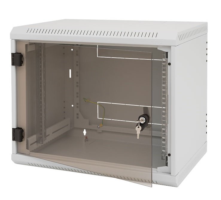 Triton 19' rozvaděč jednodílný 9U/500mm vylamovací otvor pro ventilátor RAL7035 RBA-09-AS5-CAX-A6