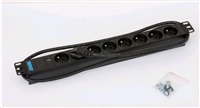 TRITON 19" rozvodný panel 1U; 8 x zásuvka ČSN, 2 m + zástrčka, kontrolka, RAL 9005 RAB-PD-X05-A1