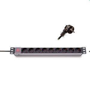 TRITON 19" rozvodný panel, 9 x 230V Schuko, s vypínačom 620S10