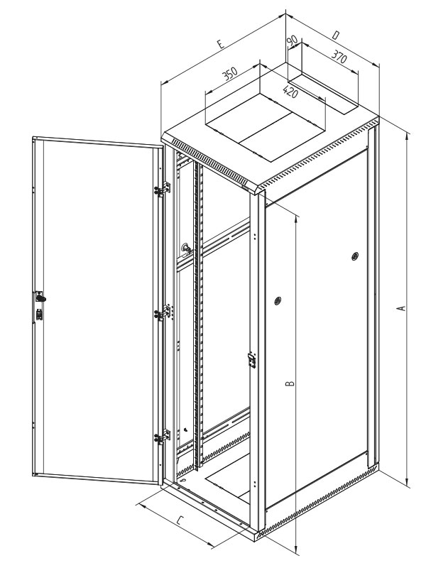 TRITON 19" stojanový rozvádzač RMA 37U 600 x 600 mm RMA-37-A66-CAY-N1
