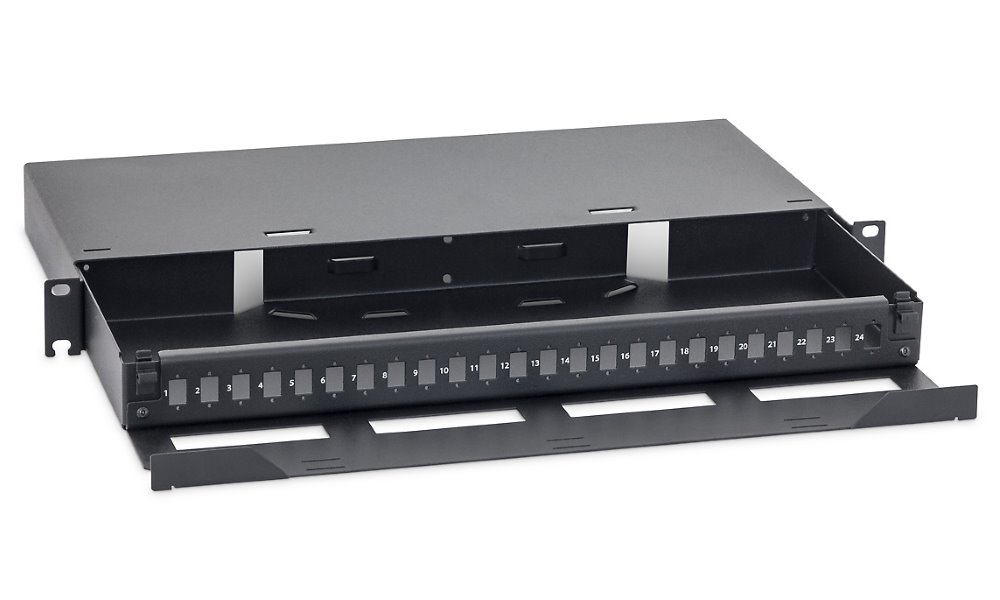 Triton 19" výsuvná optická vana 1U 24x SC, RAL9005 RAB-FO-X74-A1