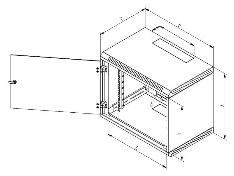 Triton Dveře 12U perforované,pro rozvaděč RBA,RUA/2,4,5 vč. kování RAC-DC-A16-X1