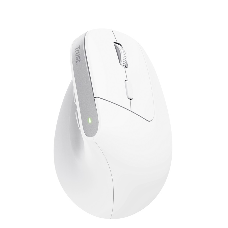 TRUST myš Bayo+ Ergonomická vertikální myš, Bezdrátová, bílá 25399