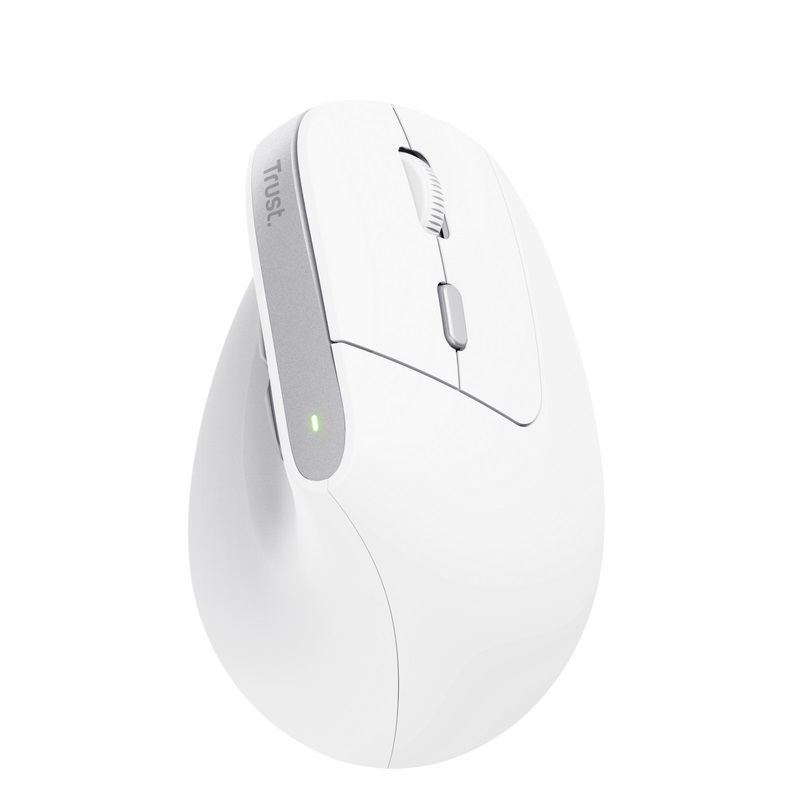 TRUST myš Bayo II Ergonomická vertikální myš, Bezdrátová, bílá 25398
