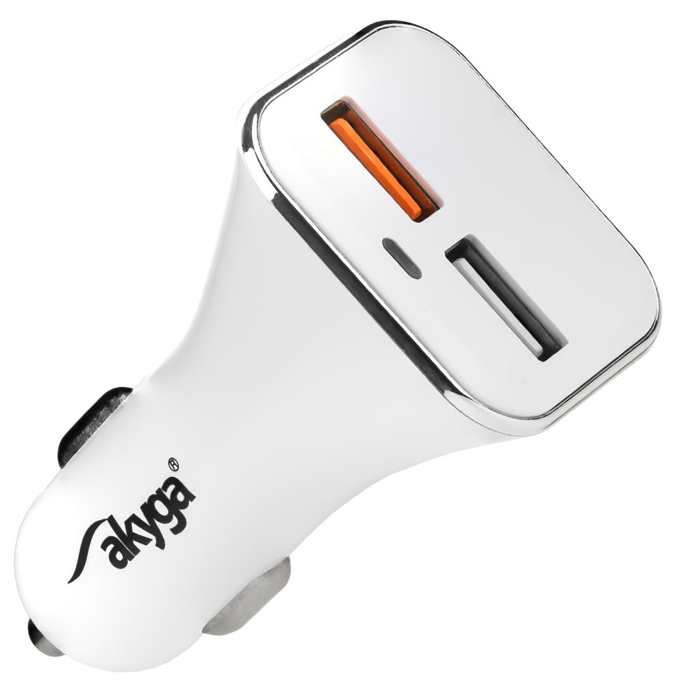 TRX Akyga AK-CH-08 2x USB nabíječka do auta 3A/ 15W/ Quick Charge 3.0/ bílá TRX-AK-CH-08