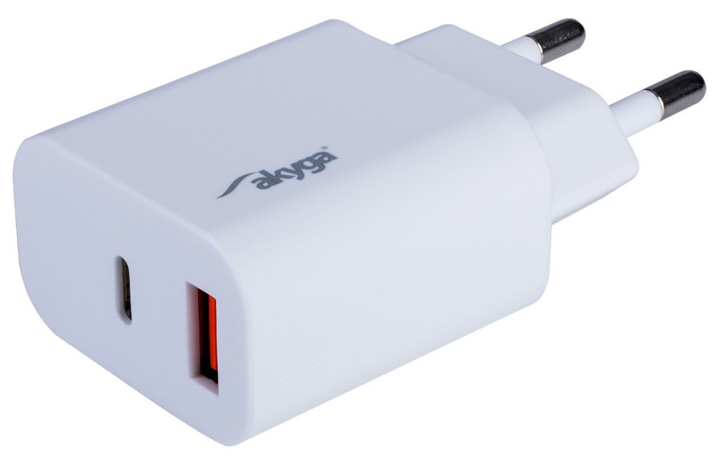 TRX Akyga AK-CH-12 USB nabíječka 220V/ 5-12V/ 18W/ USB-C + USB-A/ PD 3.0/ QC 3.0/ AFC/ FCP/ Apple 2.4A/ PPS TRX-AK-CH-12