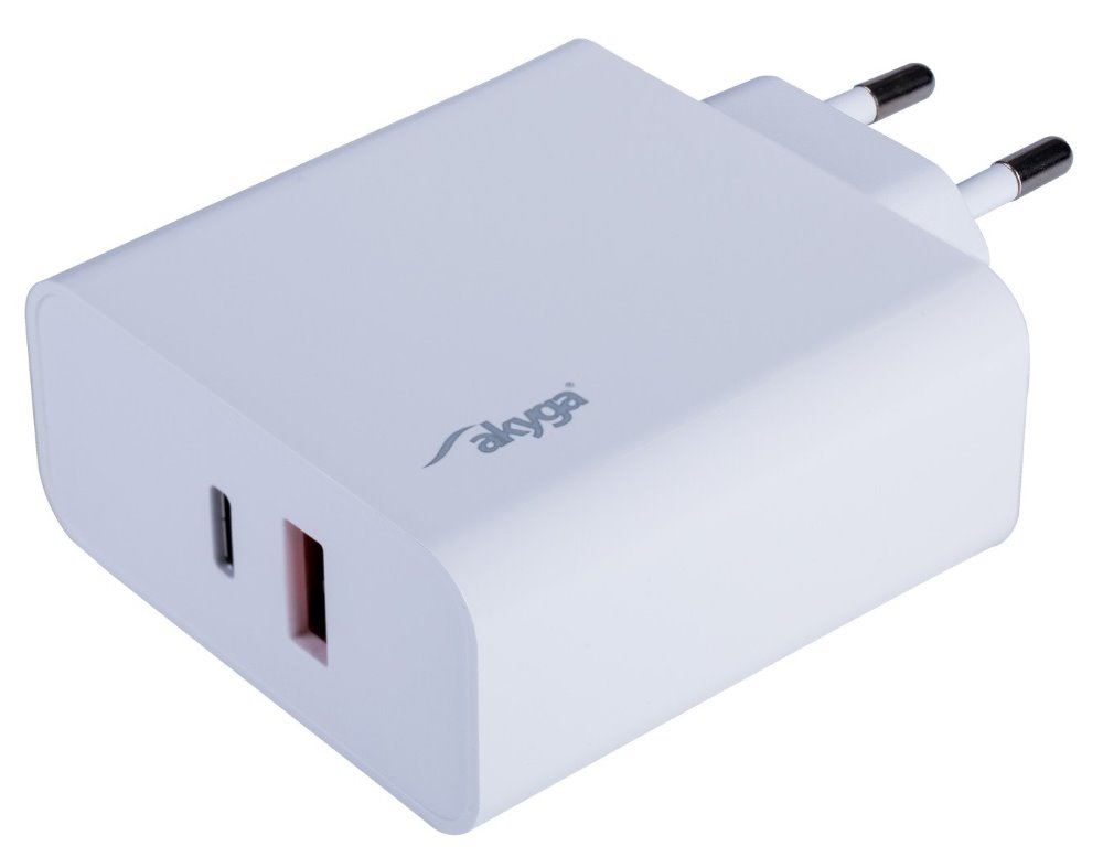 TRX Akyga AK-CH-15 USB nabíječka 220V/ 5-20V/ 65W/ USB-C + USB-A/ PD 3.0/ QC 3.0/ AFC/ FCP/ Apple 2.4A/ PPS TRX-AK-CH-15
