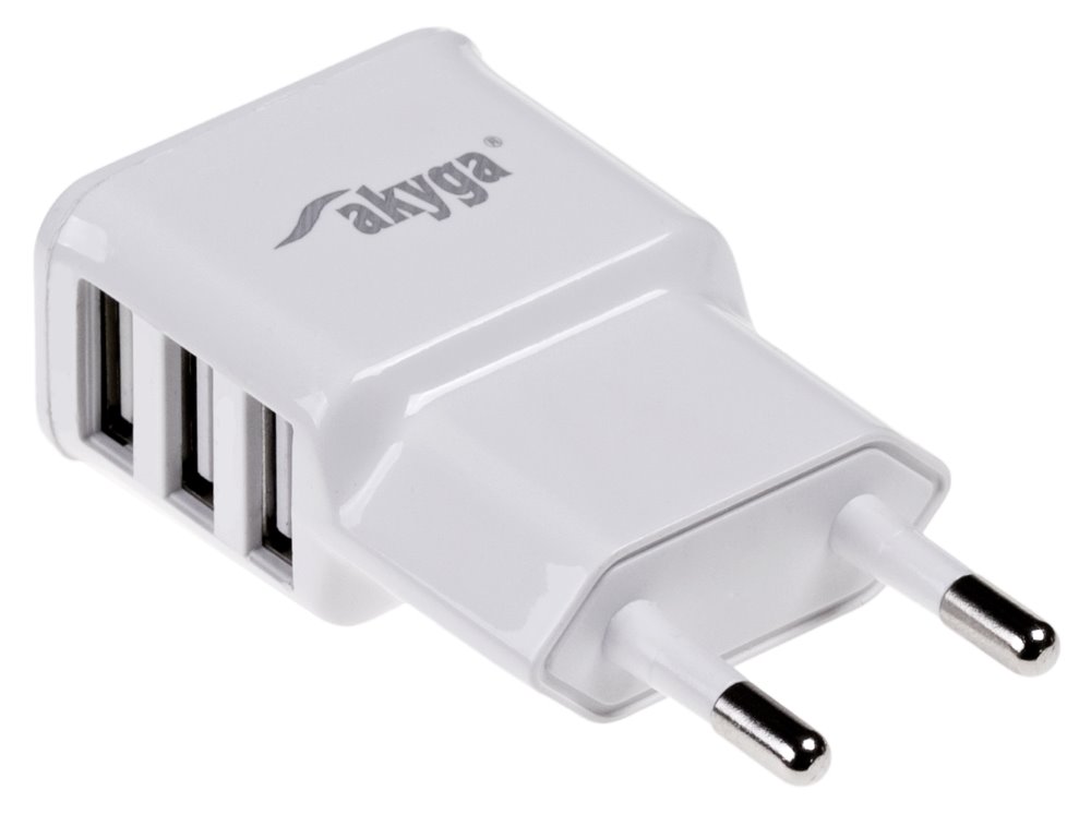 TRX Akyga USB nabíječka 220V/ 5V/ 3.1A/ 3x USB/ bílá TRX-AK-CH-05