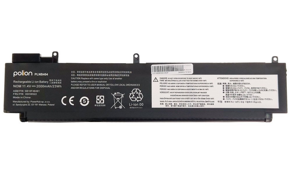 TRX Baterie Polion 00HW022 pro notebooky LENOVO 00HW023 ThinkPad T460s - 11.4V 2000mAh 23Wh /neoriginální TRX-PLNB404