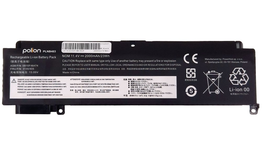 TRX Baterie Polion 01AV405 pro notebooky LENOVO ThinkPad T460s T470s - 11.4V 2000mAh 23Wh /neoriginální TRX-PLNB403