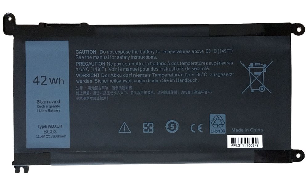 TRX baterie WDX0R/ 11.4V/ 3600 mAh/ Li-Ion/ Dell Inspiron 5368 5378 5379 5482 5565 5567 5568 5570 7560/ neorig TRX-WDX0R