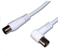 TV anténny kábel PREMIUMCORD 10 m, 90° konektor (koaxiálny, M/F, 75 Ohm)