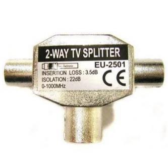 TV Rozbočovač, Anténna, Koax 2x M-Koax (9,5mm) F, 0, strieborná, kovový KAALMLFN01