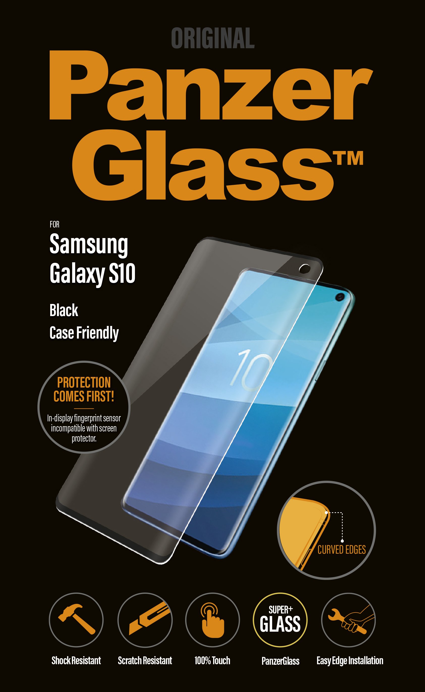Tvrdené sklo PanzerGlass Premium pro Samsung S10 černé 7175