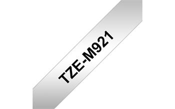 TZE-M921 - černý tisk/matně stříbrný podklad, 9mm TZEM921