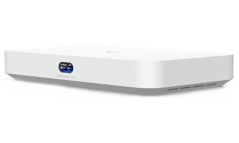 Ubiquiti Desktop 10G Cloud Gateway with integrated 4-port 2.5 GbE switch, selectable NVR storage, and full Uni UCG-Fiber