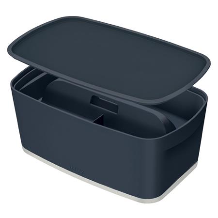 Úložný box s víkem Leitz MyBox Cosy + Organizér s držadlem, velikost S, sametová šedá 52670089