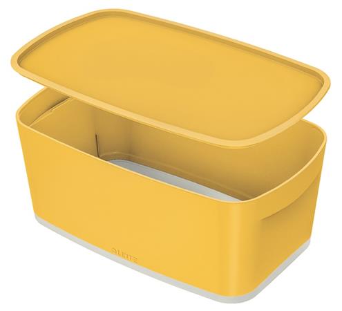 Úložný box s víkem Leitz MyBox Cosy, velikost S, teplá žlutá 52634019