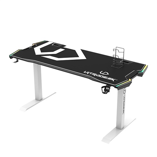 ULTRADESK Herný stôl FORCE SNOW - biely, 166x70 cm, 76.5 cm, s XXL podložkou pod myš, držiak slúcha UDESK-FO-WW