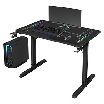ULTRADESK Herný stôl FREEZE V2, 109x69 cm, 75 cm, povrch z tvrdeného skla ULTRA-GLASS UDESK-FRZ-BB